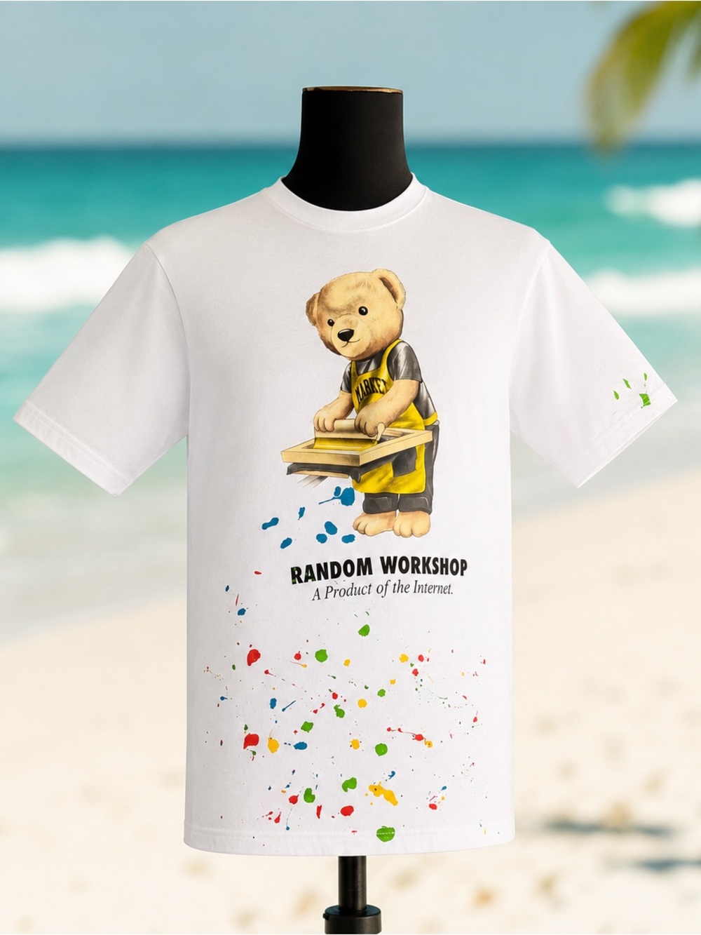 Men's MARKET "Random Workshop" Paint Splatter Graphic T-Shirt - Size Small